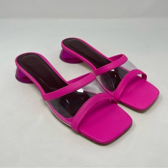 NIB Staud Simone Leather Clear Mules Shoes Bougainvillea - Picture 5 of 14